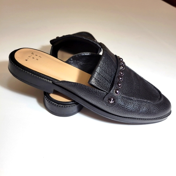 a new day Shoes - A New Day Karoline Black Fringe Studded Slip-On Backless Mules Size 8.5